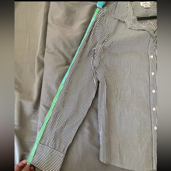 J.Crew Haberdashery Black and White Striped Button Up - size medium tall - Picture 8 of 11